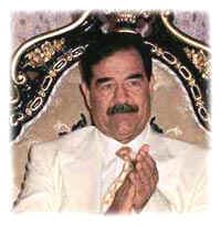 Saddam Hussein Smug on his Presidential Throne