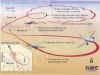 DHL Airbus flight trajectory over Baghdad after being hit by a SAM-14 missile
