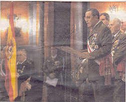 Lieut Gen Jos Mena Aguado, Spain's chief of land forces, addresses a hundred senior members of the Spanish armed forces